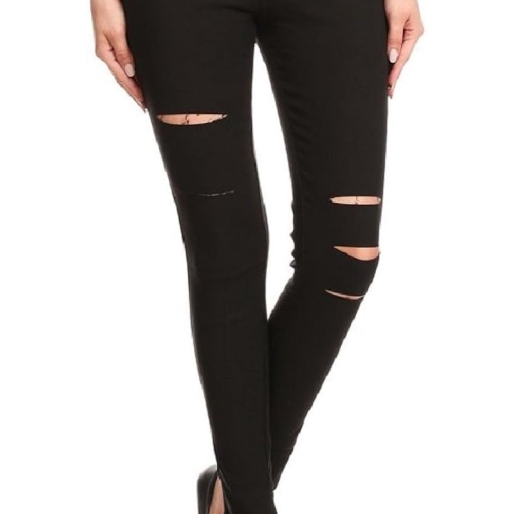 Black Distressed Skinny Jeans for Women